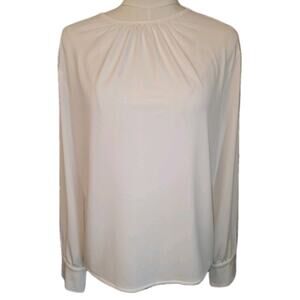 NWT XS Women's Vince Ivory Soft Gathered Blouse w/Button Back Closure MSRP $268